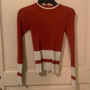 XS GIANNI BINI orange and crème long sleeve top